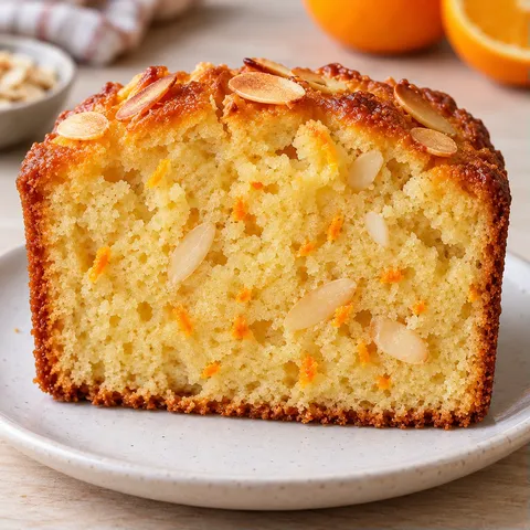 Plumcake al burro — arancia, mandorle