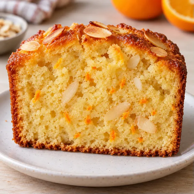Plumcake al burro — arancia, mandorle