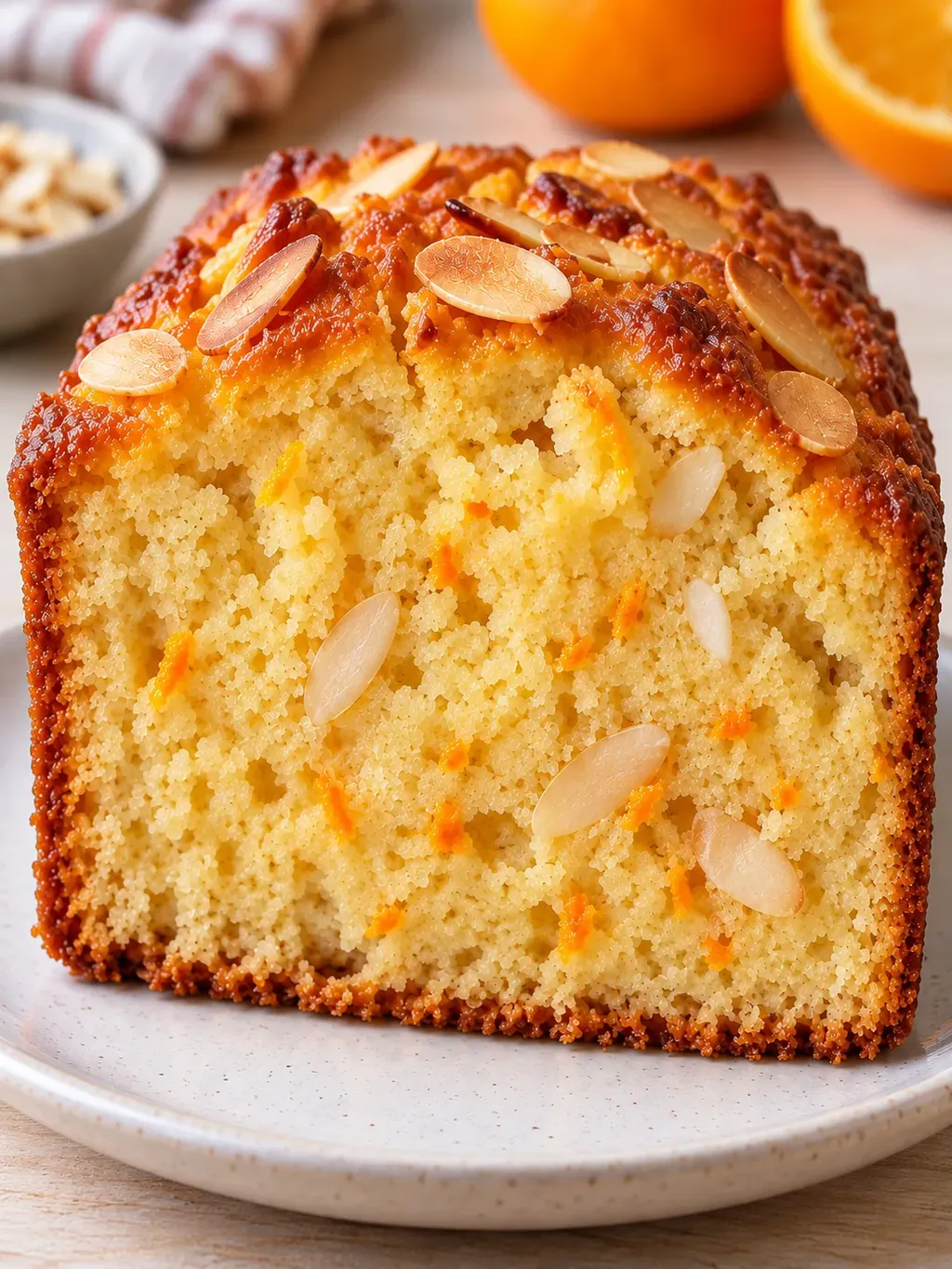 Plumcake al burro — arancia, mandorle
