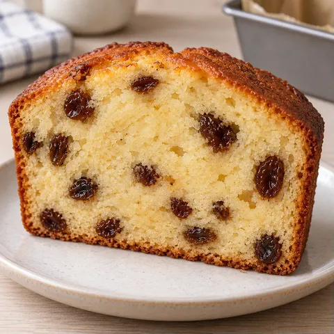 Plumcake al burro — uvetta, vaniglia