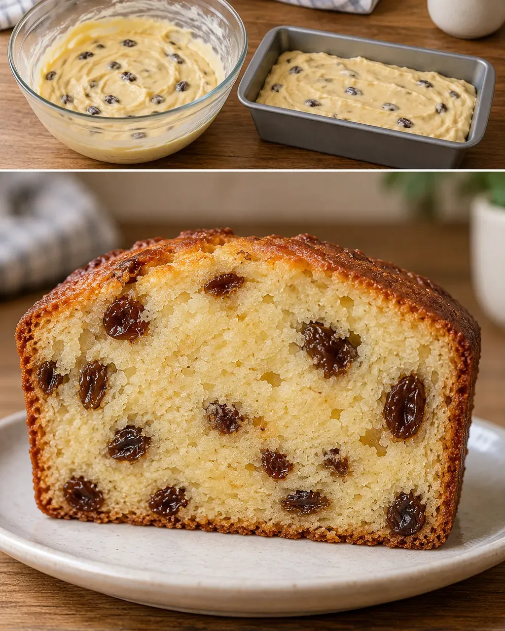 Plumcake al burro — uvetta, vaniglia