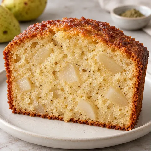Plumcake al burro — pere, cardamomo