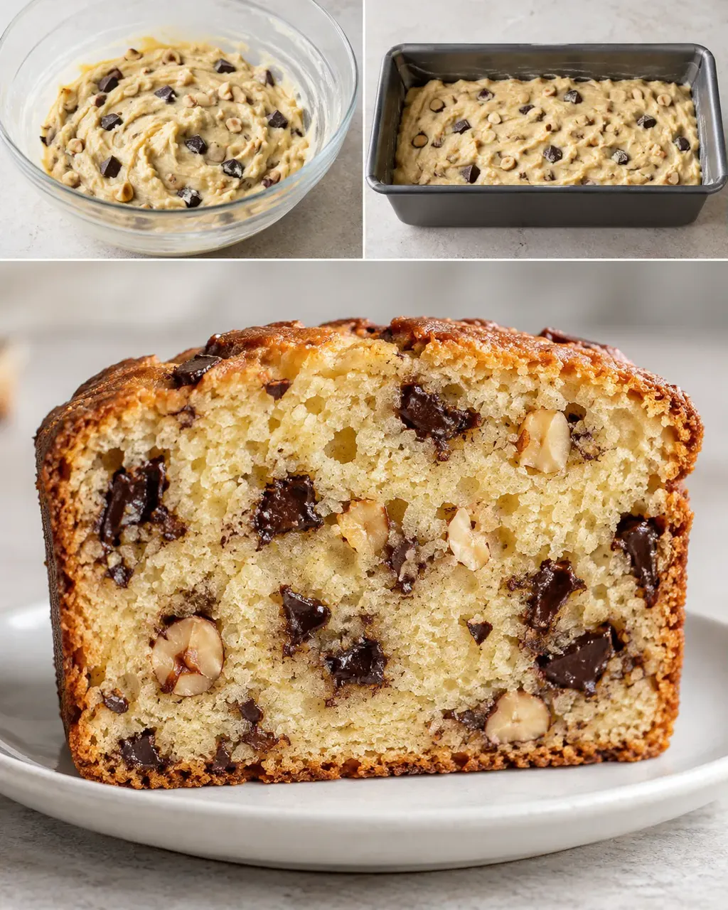 Plumcake al burro — cioccolato fondente, nocciole