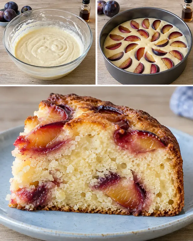 Torta allo yogurt — prugne, vaniglia