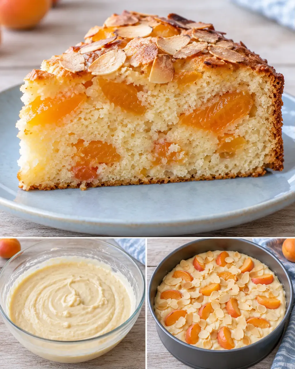 Torta allo yogurt — albicocche, mandorle