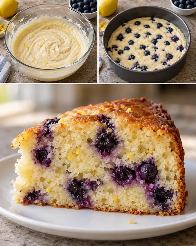 Torta allo yogurt — mirtilli, limone
