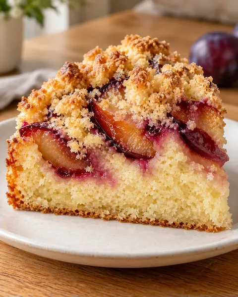 Torta con crumble — prugne, vaniglia