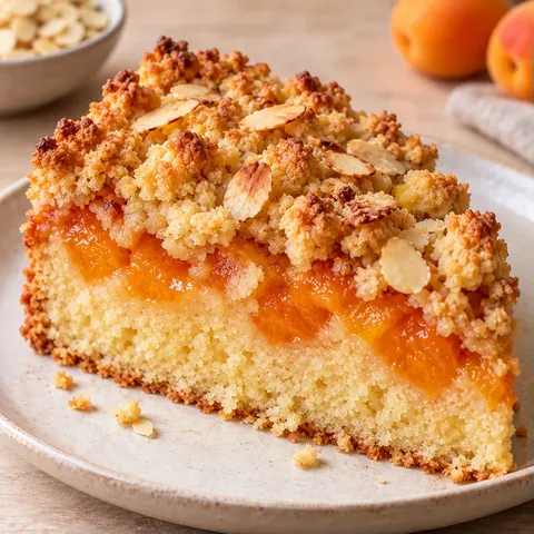 Torta con crumble — albicocche, mandorle
