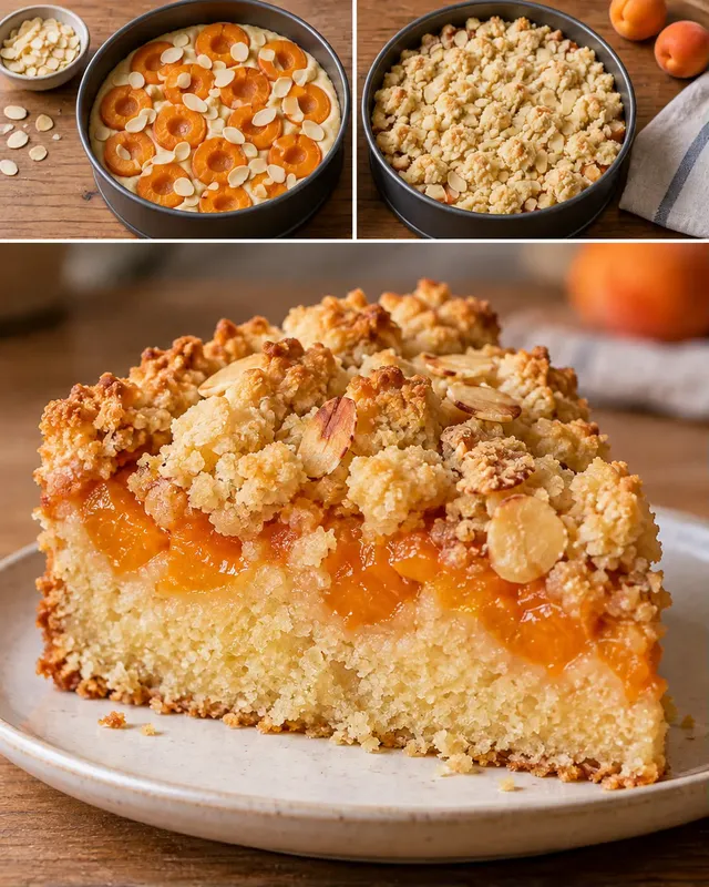 Torta con crumble — albicocche, mandorle