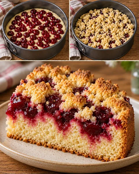 Torta con crumble — amarene, limone