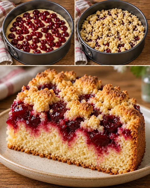 Torta con crumble — amarene, limone