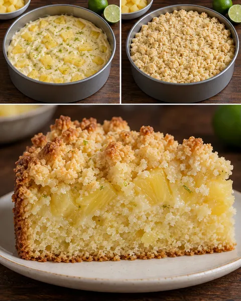 Torta con crumble — ananas, lime