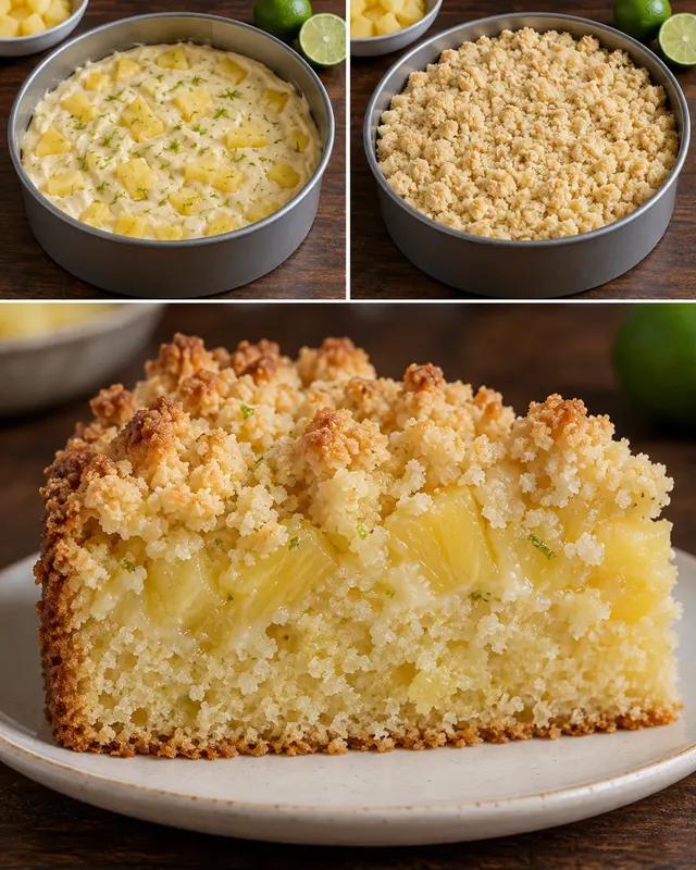Torta con crumble — ananas, lime