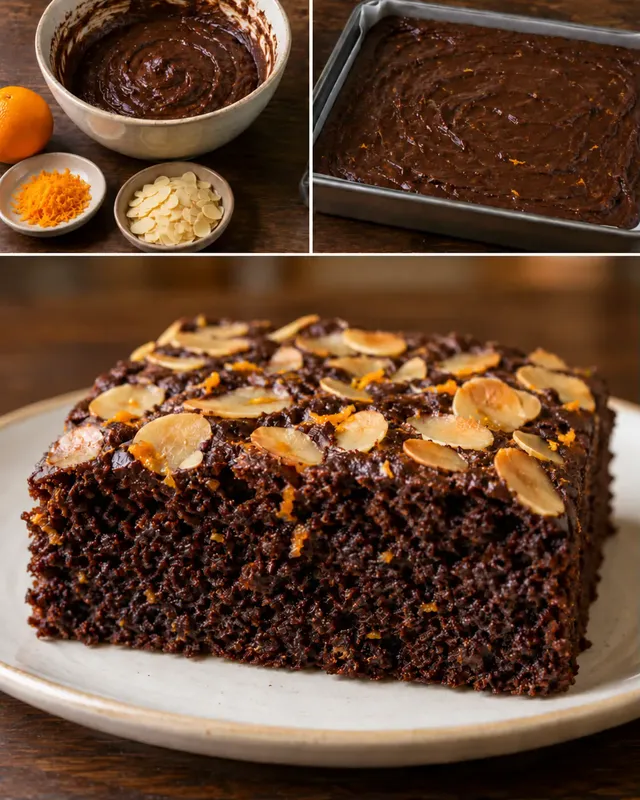 Torta al cacao — arancia, mandorle
