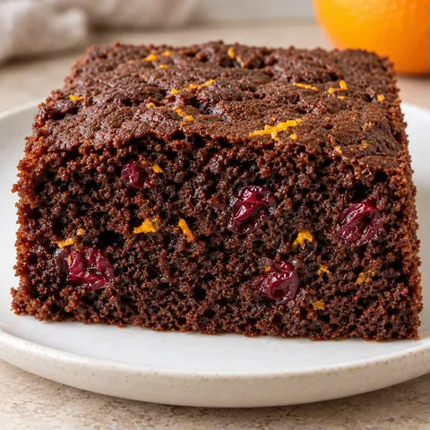Torta al cacao — mirtilli rossi, arancia