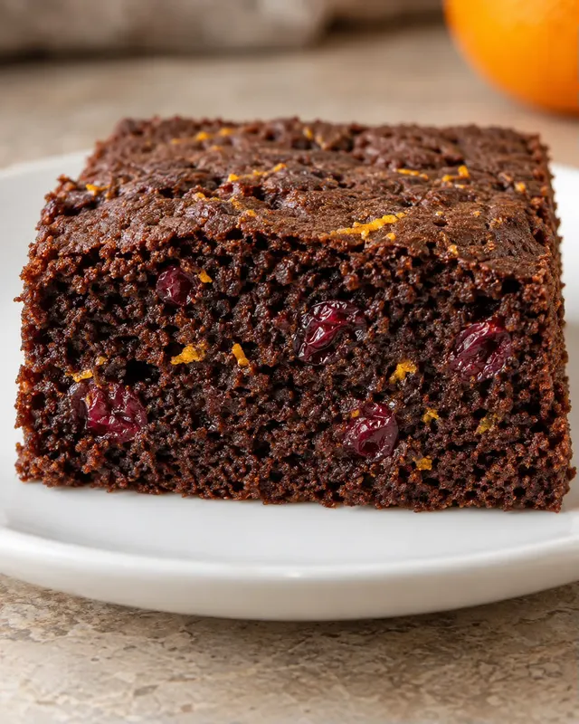 Torta al cacao — mirtilli rossi, arancia