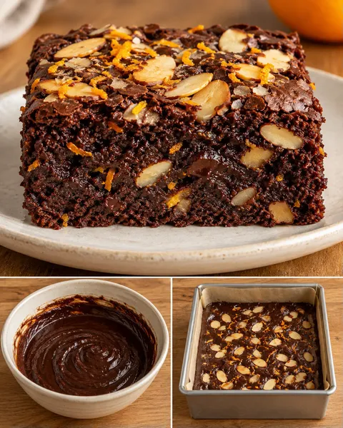 Brownie — arancia, mandorle