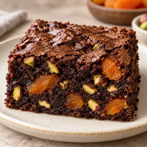 Brownie — albicocche secche, pistacchi