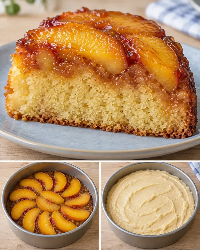 Torta rovesciata — pesche, vaniglia