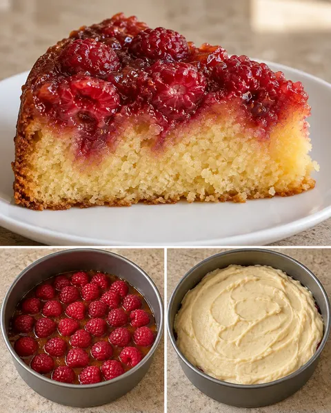 Torta rovesciata — lamponi, vaniglia