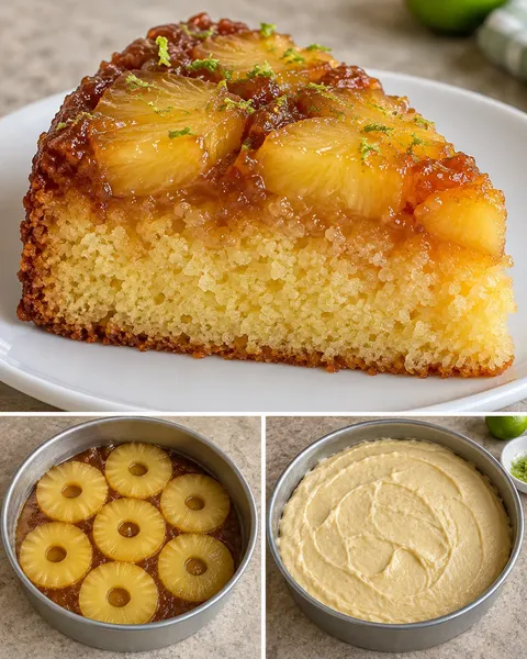 Torta rovesciata — ananas, lime