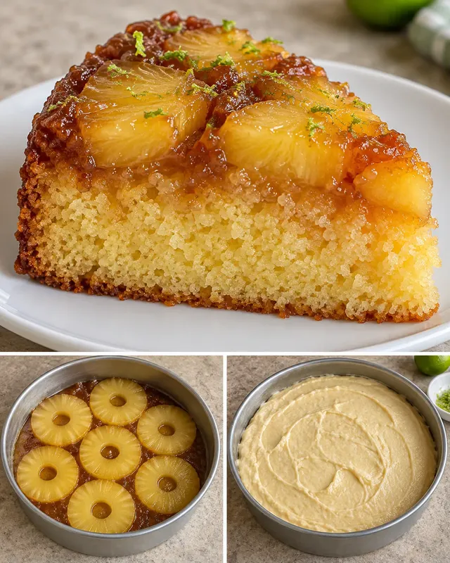 Torta rovesciata — ananas, lime