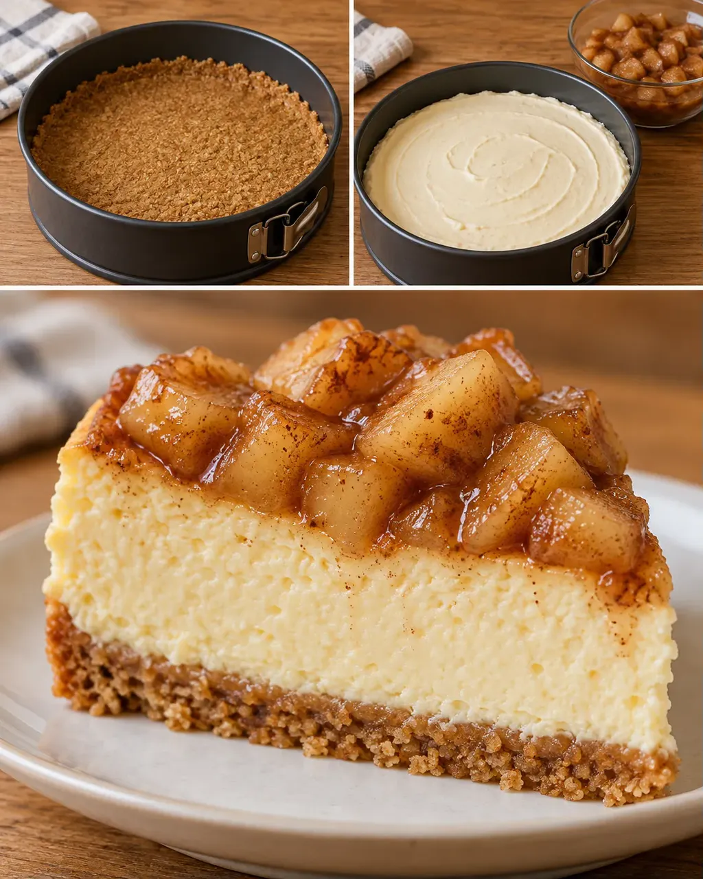 Cheesecake al forno — mele, cannella