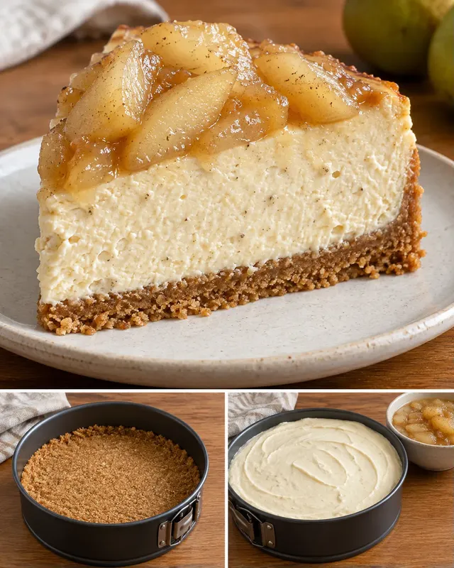 Cheesecake al forno — pere, cardamomo