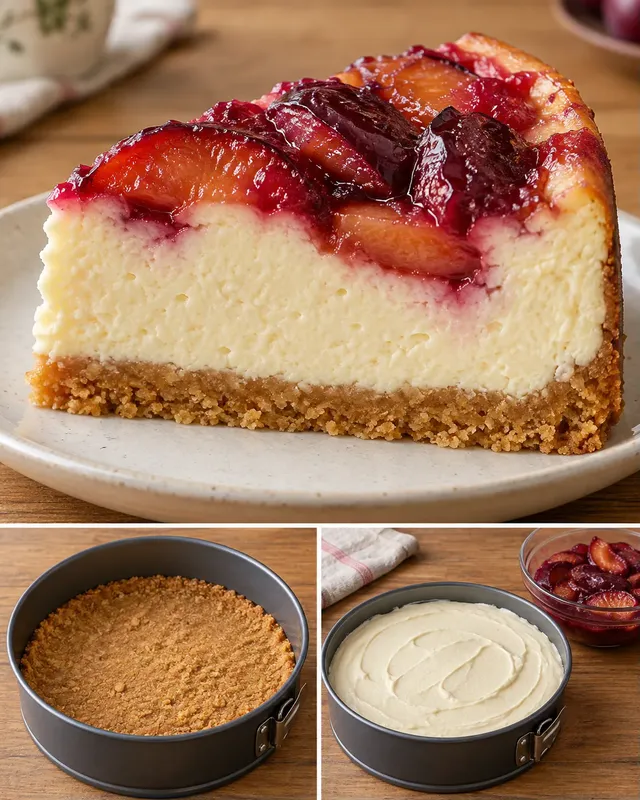 Cheesecake al forno — prugne, vaniglia