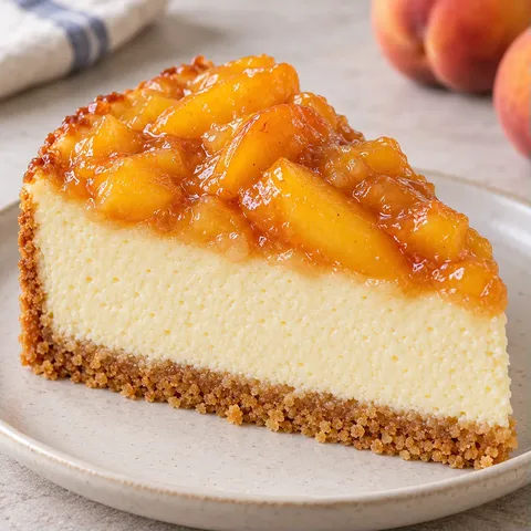 Cheesecake al forno — pesche, vaniglia
