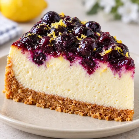 Cheesecake al forno — mirtilli, limone