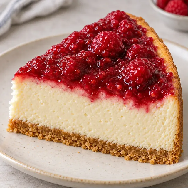 Cheesecake al forno — lamponi, vaniglia