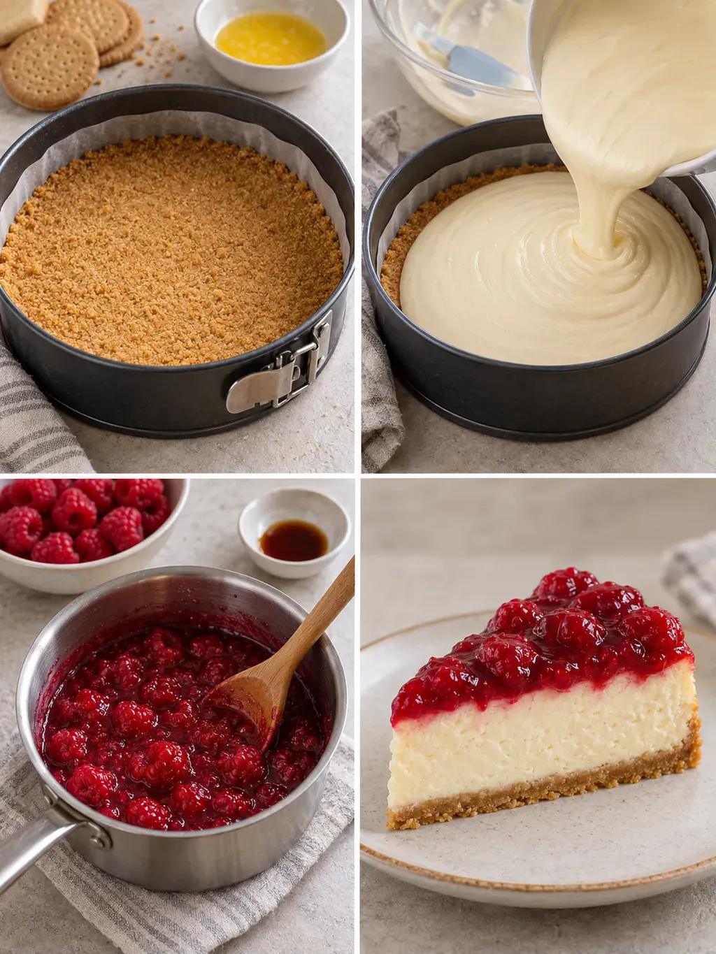 Cheesecake al forno — lamponi, vaniglia