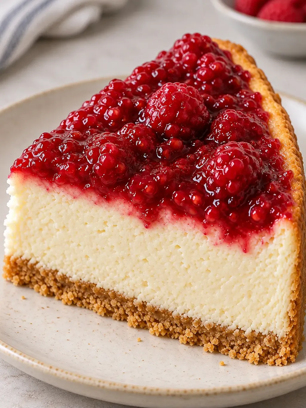 Cheesecake al forno — lamponi, vaniglia
