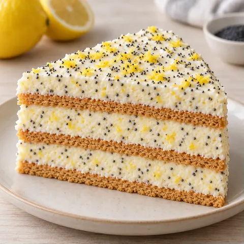Torta fredda ai biscotti — limone, papavero
