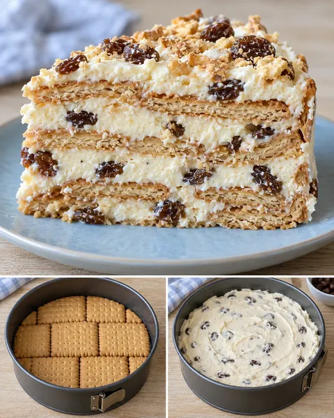 Torta fredda ai biscotti — uvetta, vaniglia