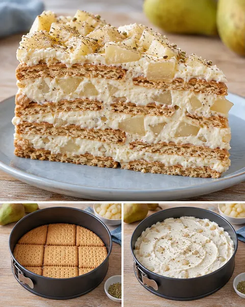 Torta fredda ai biscotti — pere, cardamomo