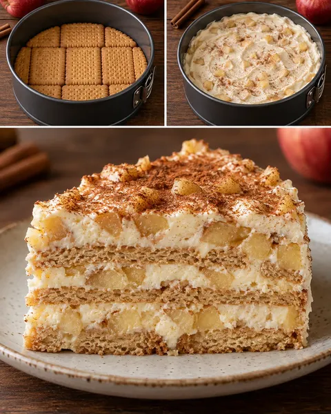Torta fredda ai biscotti — mele, cannella