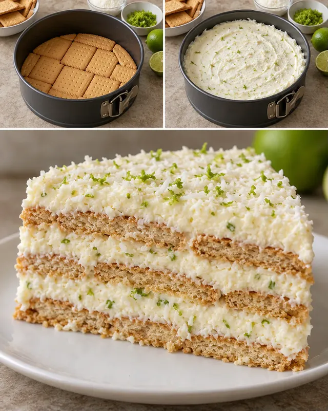 Torta fredda ai biscotti — cocco, lime