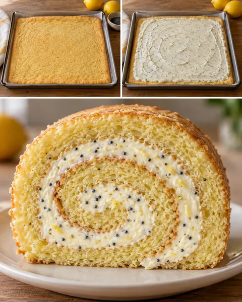 Rotolo di pan di Spagna — limone, papavero