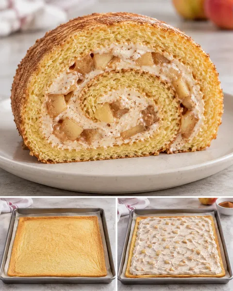 Rotolo di pan di Spagna — mele, cannella