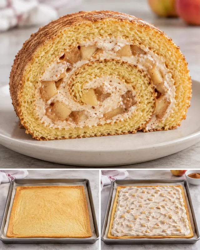Rotolo di pan di Spagna — mele, cannella
