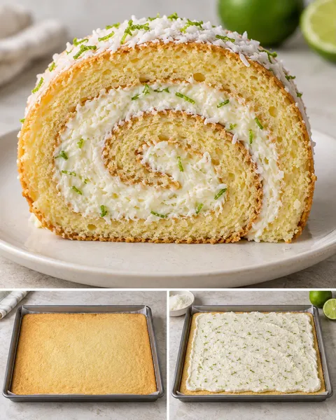 Rotolo di pan di Spagna — cocco, lime