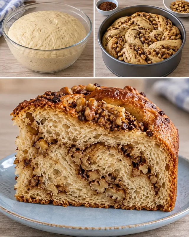 Dolce lievitato — caffè, noci