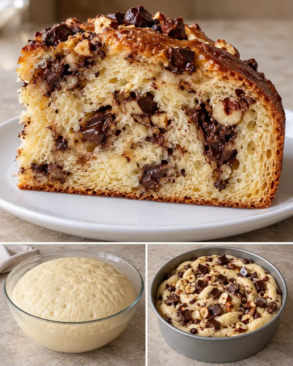 Dolce lievitato — cioccolato fondente, nocciole