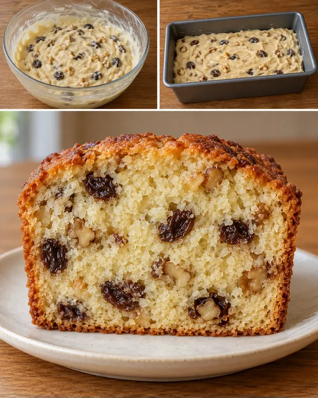Plumcake al burro — uvetta, vaniglia, noci