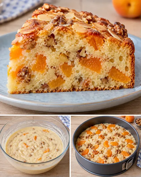 Torta allo yogurt — albicocche, mandorle, noci