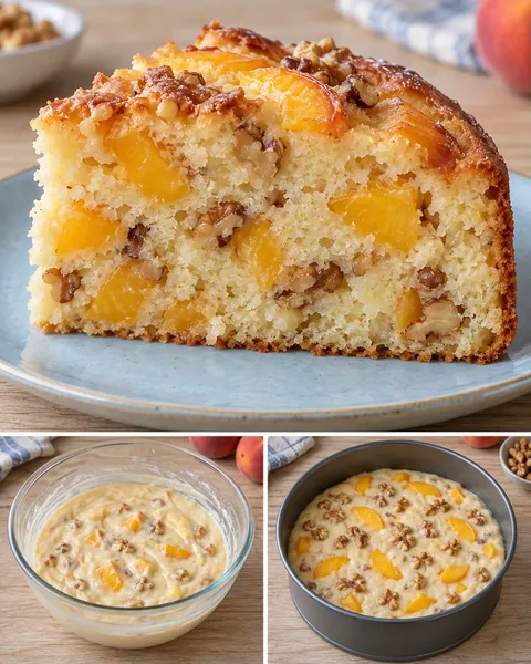 Torta allo yogurt — pesche, vaniglia, noci
