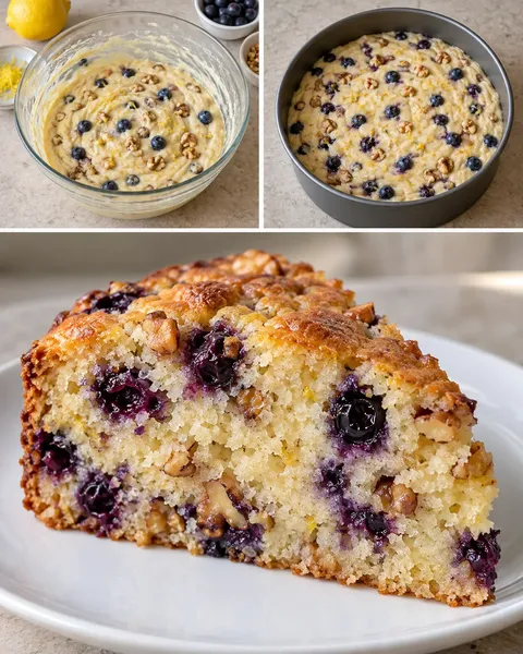 Torta allo yogurt — mirtilli, limone, noci
