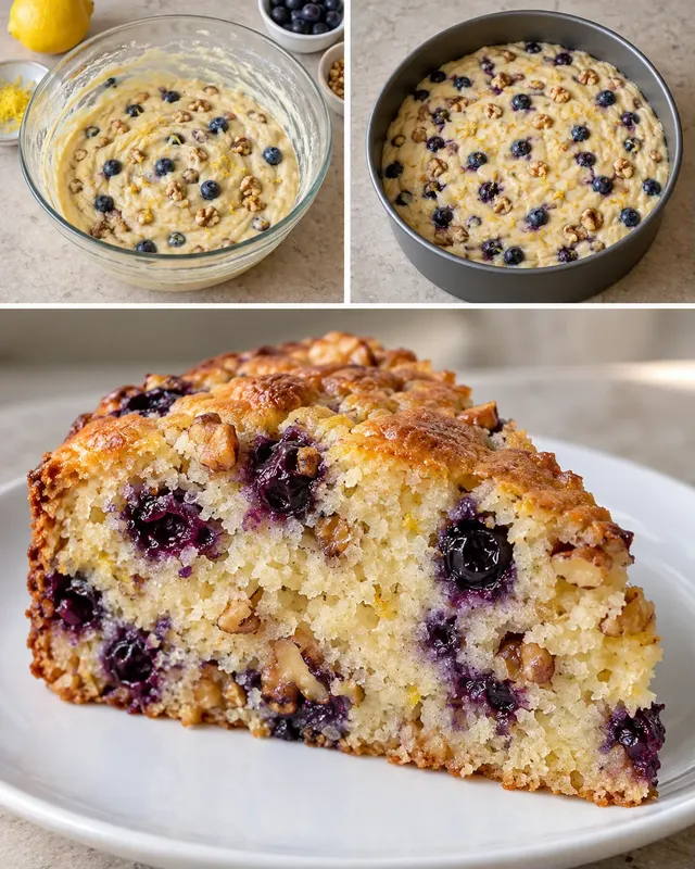 Torta allo yogurt — mirtilli, limone, noci